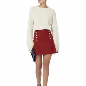 NWT Derek Lam 10 Crosby Red Mini Peplum Skirt Size 8